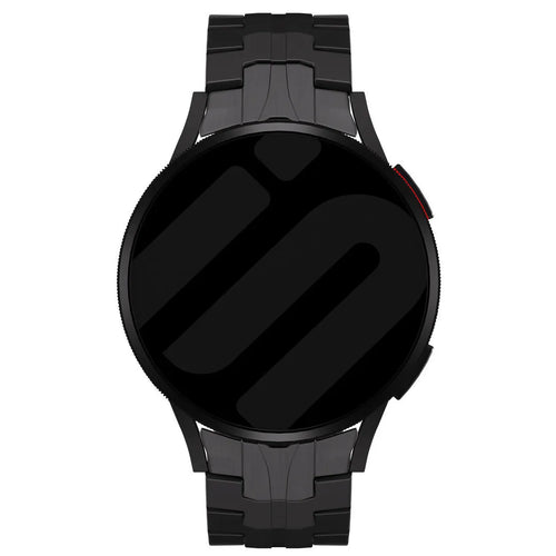Titanium Strap 'Iron', black, on a watch, direct front view