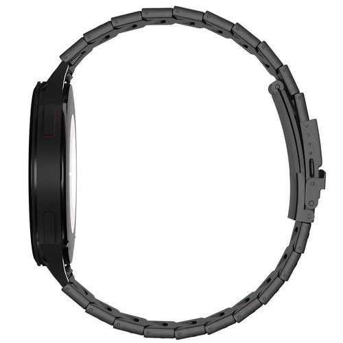 Titanium Strap 'Iron', black, on a watch, direct front view