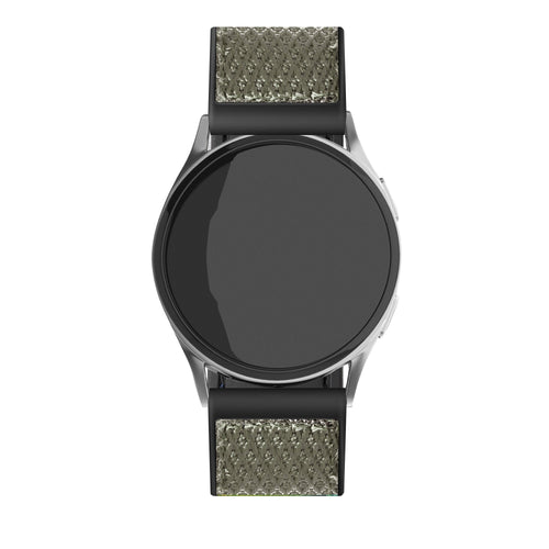Nylon Hybrid Strap, green, on a watch, direct front view