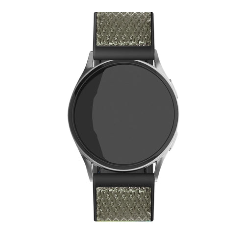 Nylon Hybrid Strap, green, on a watch, direct front view