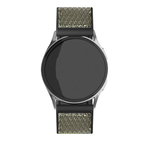 Nylon Hybrid Strap, green, on a watch, direct front view