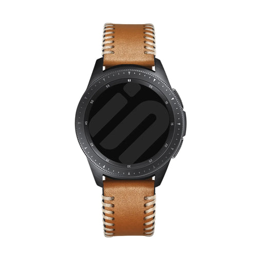 Stitched Leather Strap, brown, on a watch, direct front view