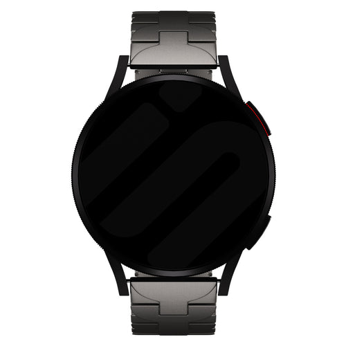 Butterfly Titanium Strap, graphite, on a watch, direct front view
