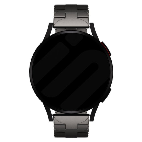 Butterfly Titanium Strap, graphite, on a watch, direct front view