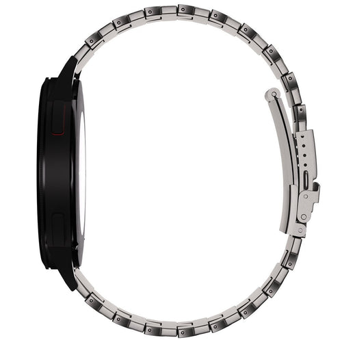 Butterfly Titanium Strap, graphite, on a watch, direct front view
