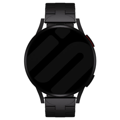 Butterfly Titanium Strap, black, on a watch, direct front view