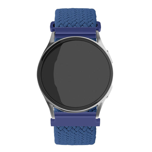 Nylon Adjustable Braided Strap, blue, on a watch, direct front view