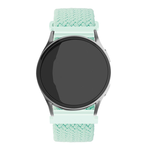 Nylon Adjustable Braided Strap, turquoise, on a watch, direct front view