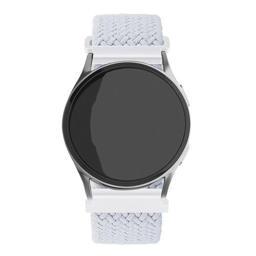 Nylon Adjustable Braided Strap, white, on a watch, direct front view