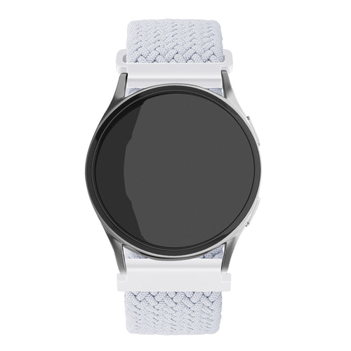 Nylon Adjustable Braided Strap, white, on a watch, direct front view