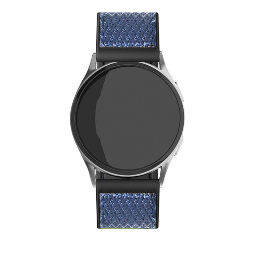 Nylon Hybrid Strap, blue, on a watch, direct front view