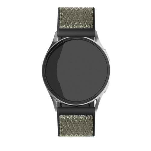 Nylon Hybrid Strap, green, on a watch, direct front view