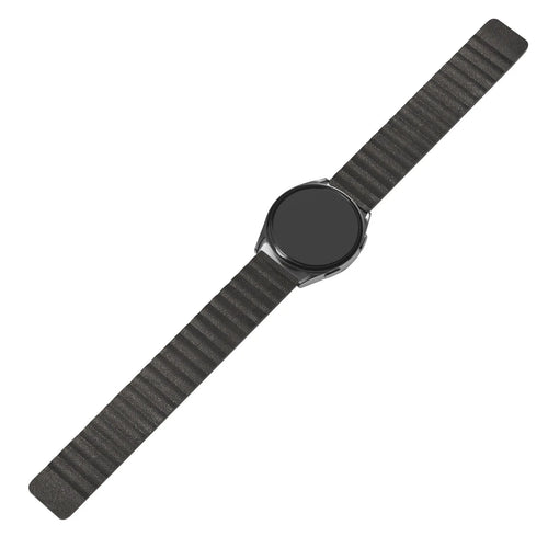 Leather Loop Strap, black, on a watch, direct front view
