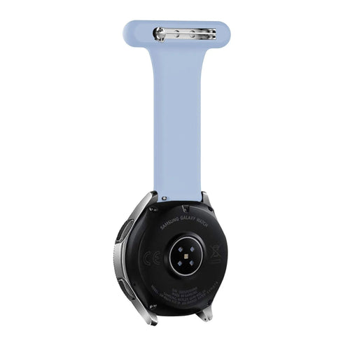Silicone Nurse Fob, light blue, on a watch, direct rear view