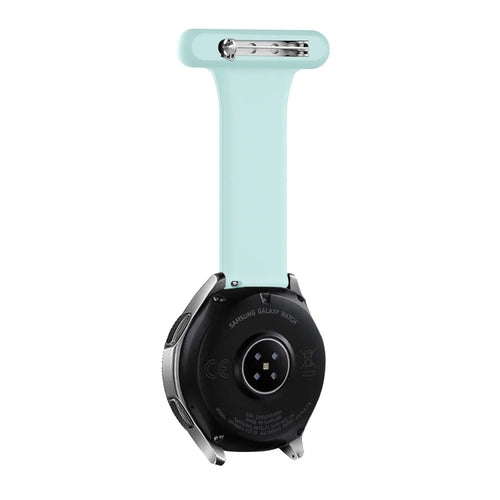 Silicone Nurse Fob, light green, on a watch, direct rear view
