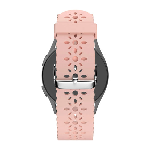 Patterned Silicone Strap, pink, on a watch, direct rear view