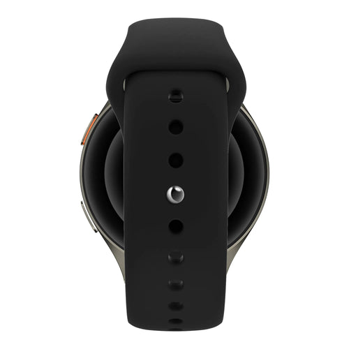 Silicone Sport Strap 'Easy Fit', black, on a watch, direct rear view