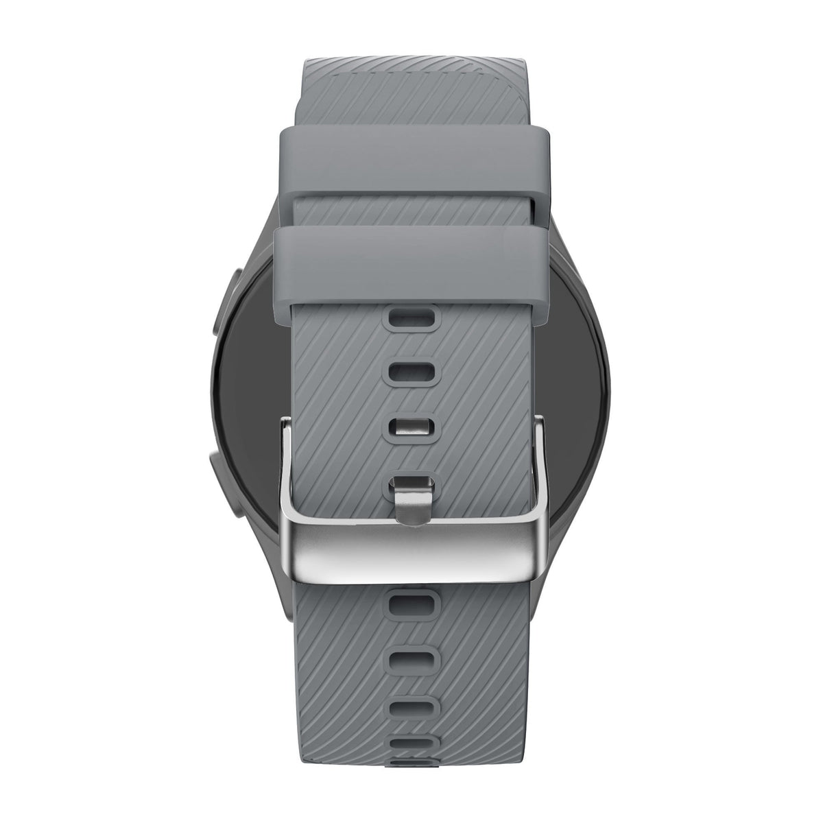 Silicone Strap 'Deluxe', grey, on a watch, direct rear view