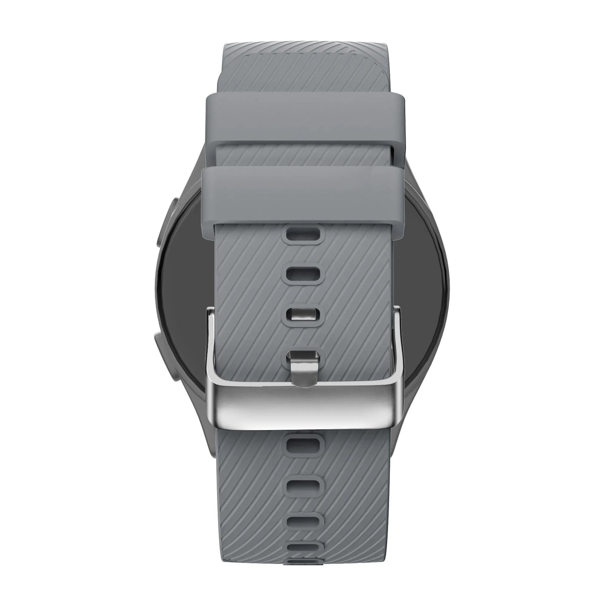 Silicone Strap 'Deluxe', grey, on a watch, direct rear view