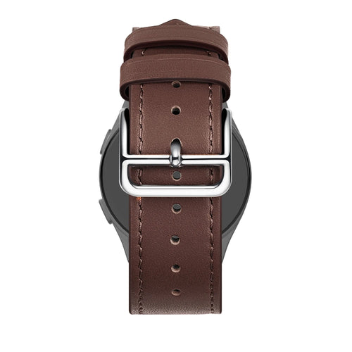 Leather Strap 'Deluxe', brown, on a watch, direct rear view