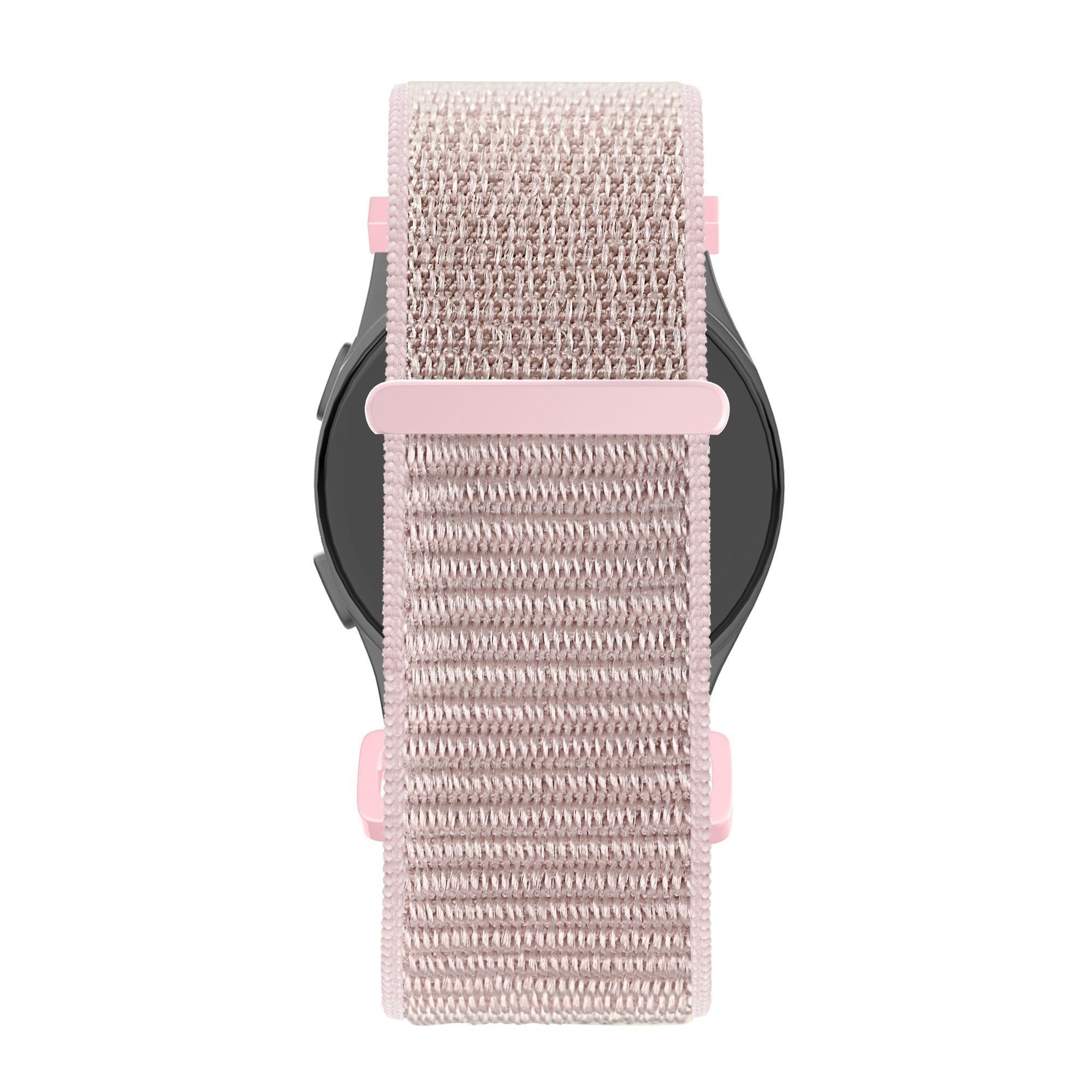 Nylon Loop Strap, rose gold, on a watch, direct rear view