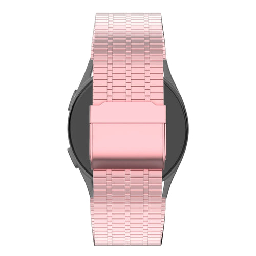 Adjustable Steel Strap, pink sand, on a watch, direct rear view