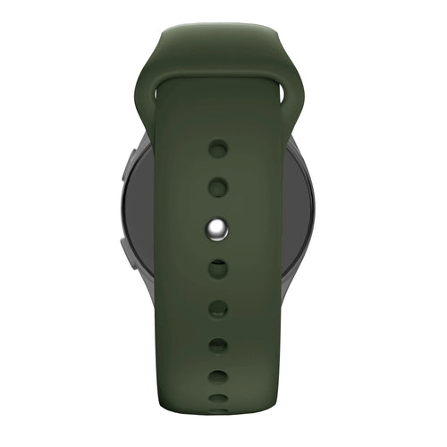 Silicone Sport Strap 'Deluxe', olive green, on a watch, direct rear view