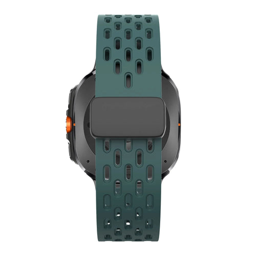 Silicone D-Buckle Sport Strap 'Air', viridian, on a watch, direct rear view