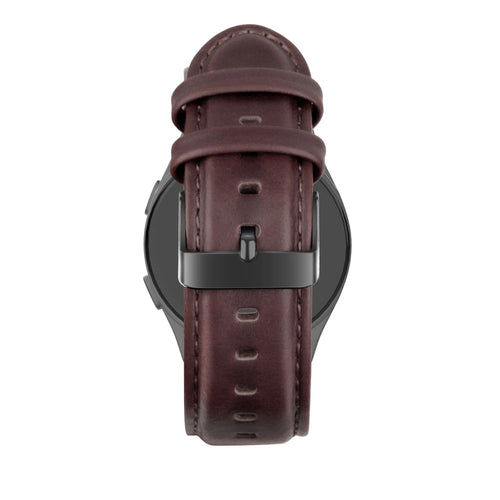 Leather Strap 'Classic', dark brown, on a watch, direct rear view