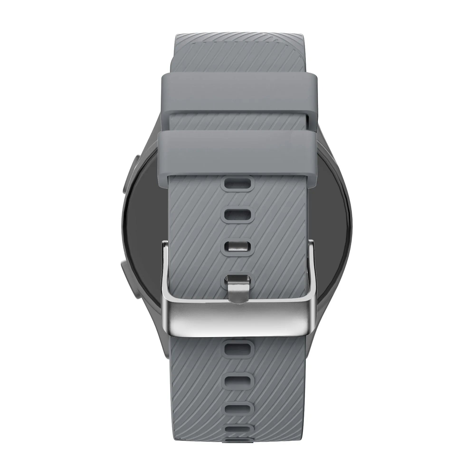 Silicone Strap 'Deluxe', grey, on a watch, direct rear view