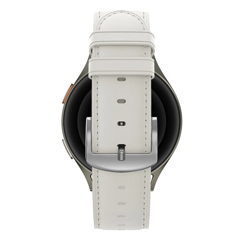 Leather Strap 'Easy Fit', white, on a watch, direct rear view