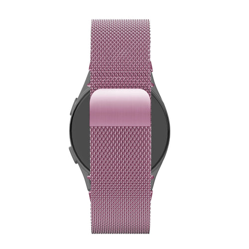 Milanese Loop Strap, pink, on a watch, direct rear view