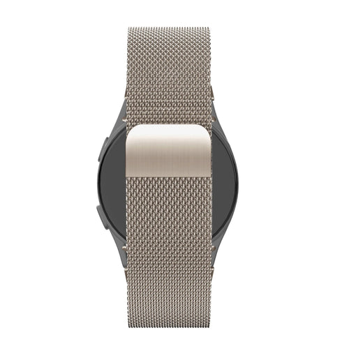 Milanese Loop Strap, champagne, on a watch, direct rear view