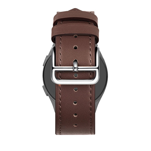 Leather Strap 'Deluxe', brown, on a watch, direct rear view