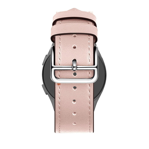 Leather Strap 'Deluxe', pink, on a watch, direct rear view