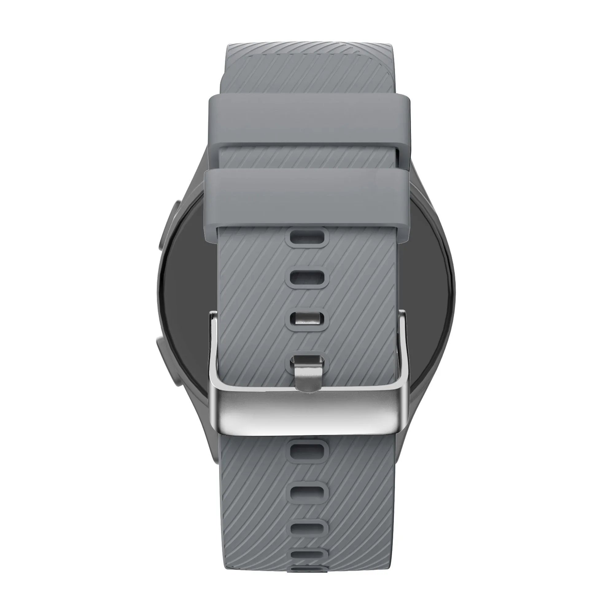 Silicone Strap 'Deluxe', grey, on a watch, direct rear view
