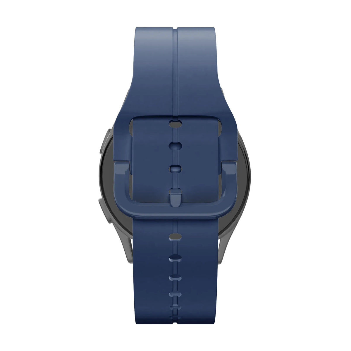 Silicone Strap 'Extreme', dark blue, on a watch, direct rear view