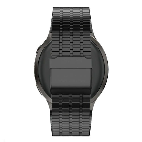 Adjustable Steel Strap, black, on a watch, direct rear view
