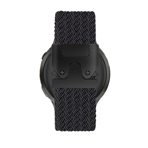 Nylon Braided Strap 'Parachute', graphite, on a watch, direct rear view