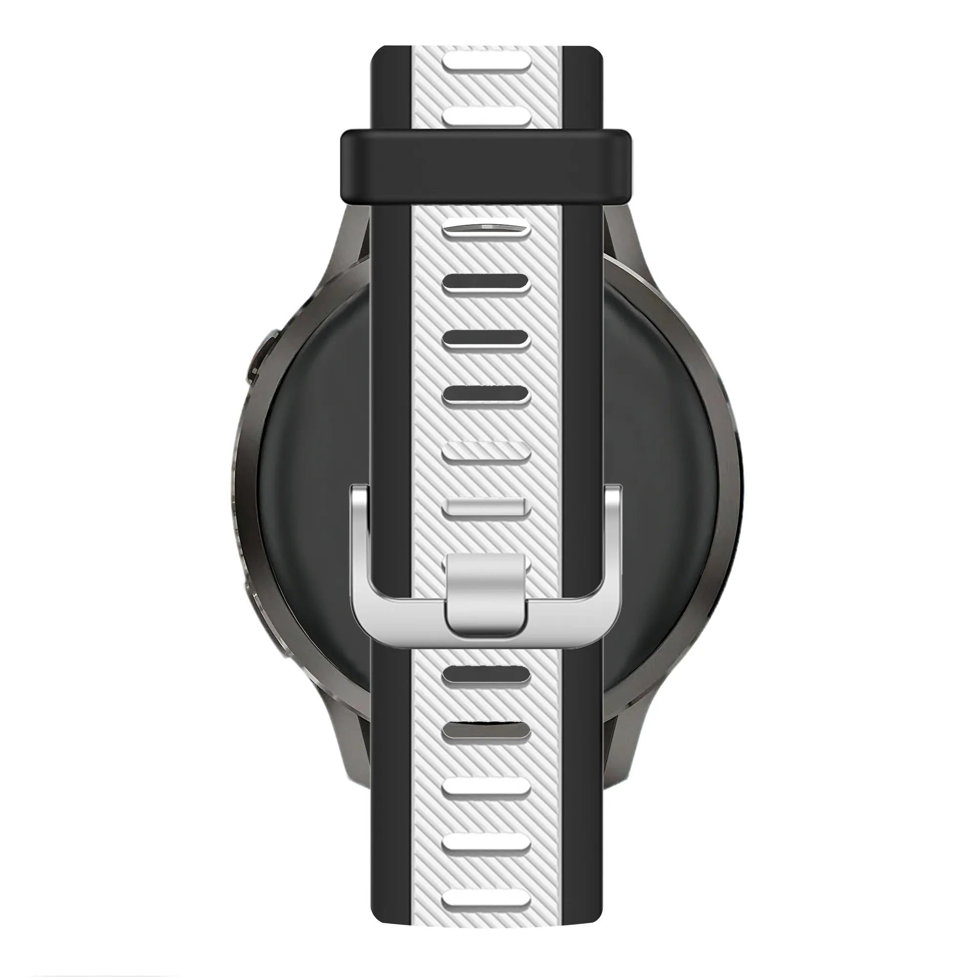 Bandz Garmin Forerunner 570 - 42mm Dual Buckled Sport Strap (Black/White)