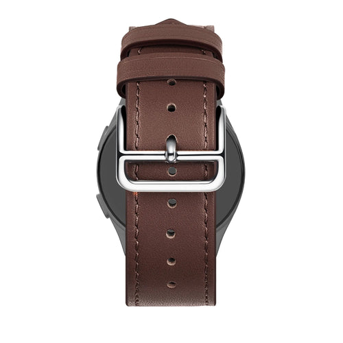 Leather Strap 'Deluxe', brown, on a watch, direct rear view
