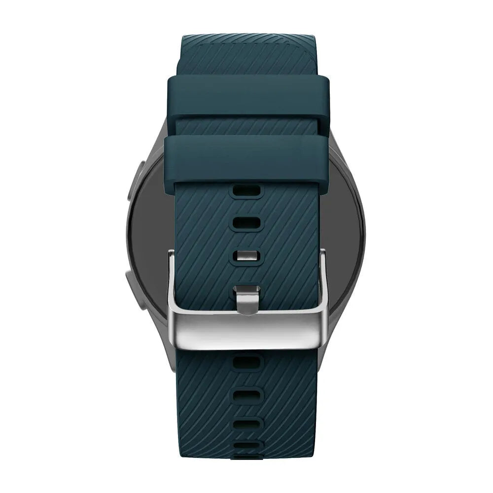 Silicone Strap 'Deluxe', dark green, on a watch, direct rear view