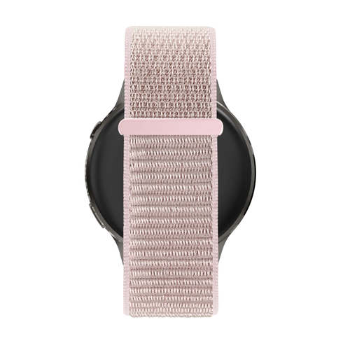 Nylon Loop Strap, rose gold, on a watch, direct rear view