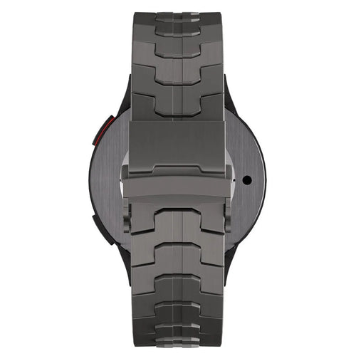 Titanium Strap 'Iron', black, on a watch, direct rear view