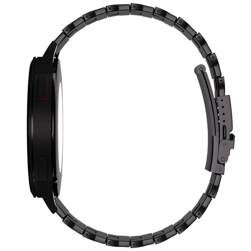 Butterfly Titanium Strap, black, on a watch, direct rear view