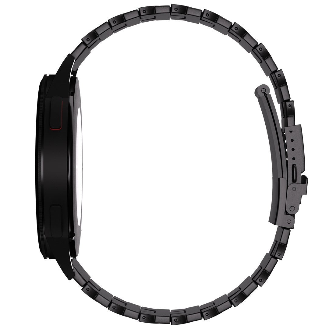 Butterfly Titanium Strap, black, on a watch, direct rear view