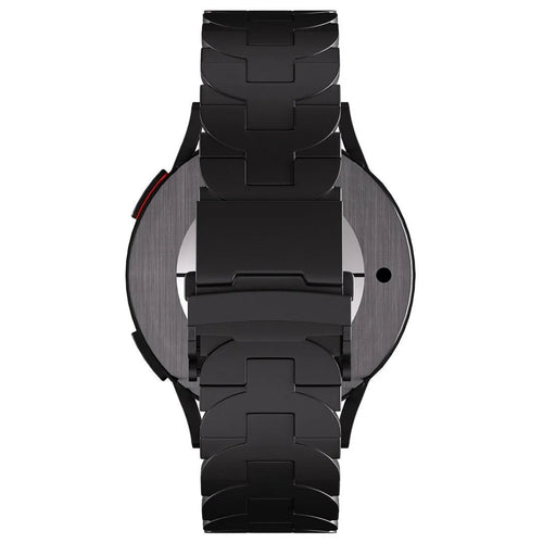 Butterfly Titanium Strap, black, on a watch, direct rear view