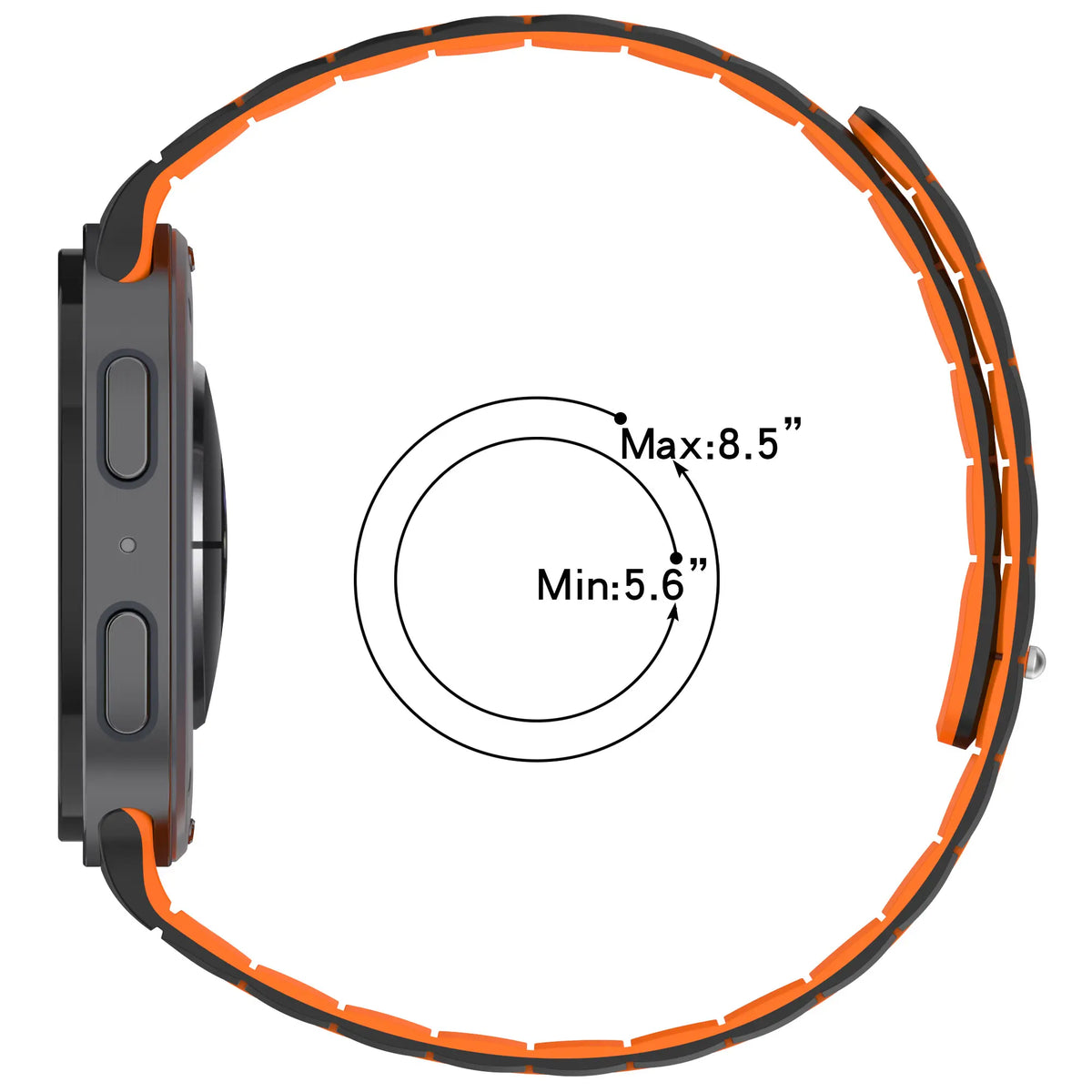 Samsung Galaxy Watch 9 - 40mm Magnetic Silicone Strap (Black/Orange)