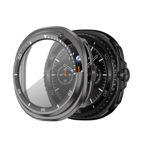 Bandz Samsung Galaxy Watch 8 Classic Bezel Cover with Glass (Titanium Grey/White)