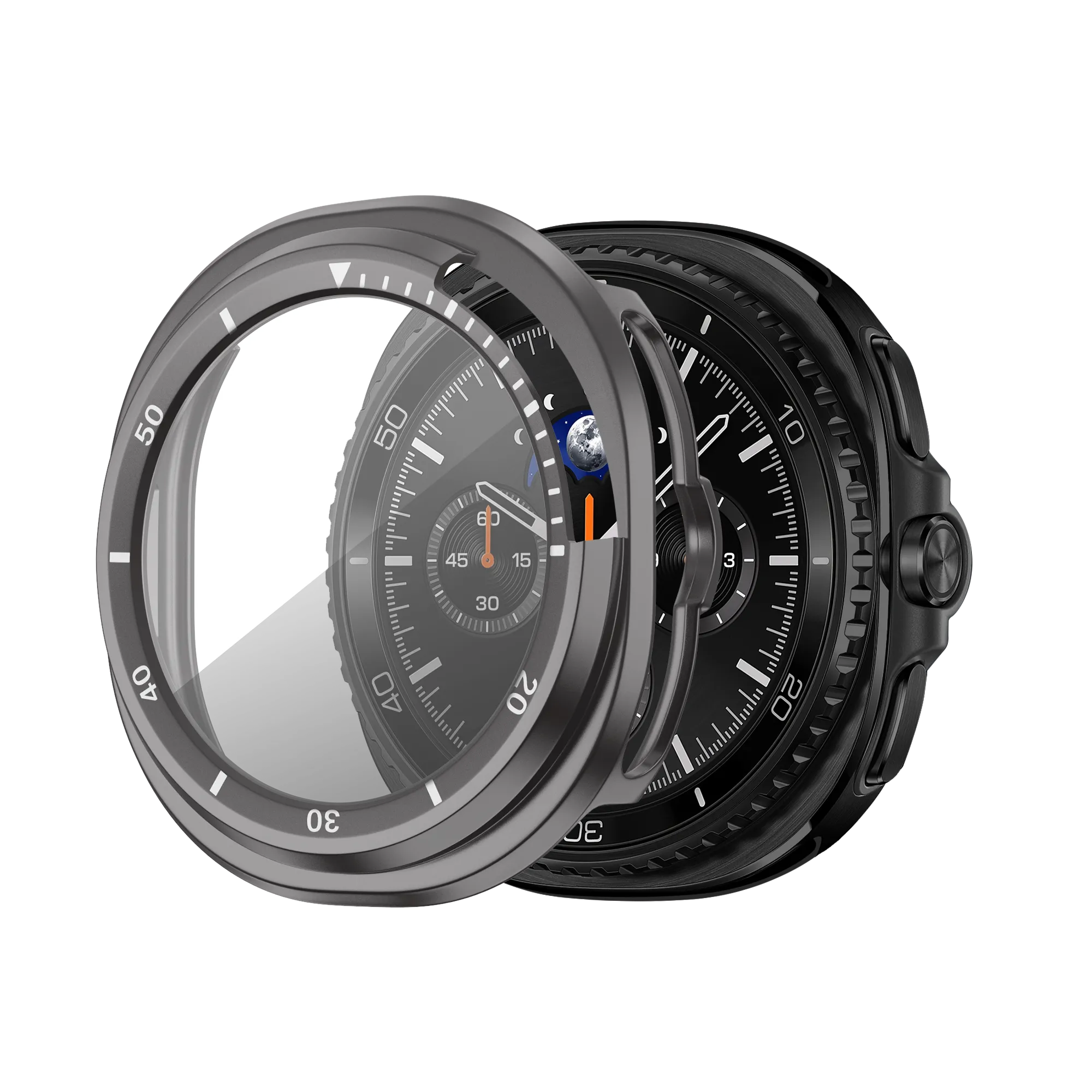 Bandz Samsung Galaxy Watch 8 Classic Bezel Cover with Glass (Titanium Grey/White)